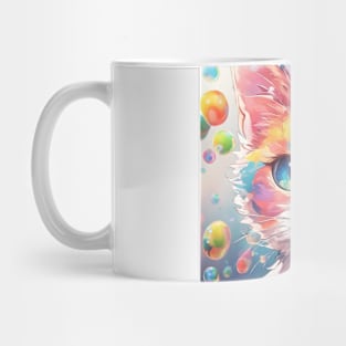 Cat soap bubbles and rainbows Mug